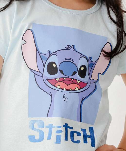 Camiseta Infantil Estampa Stitch Disney Tam 4 a 10