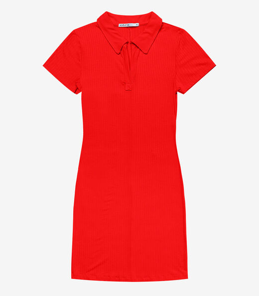Vestido De Ribana Canelado Feminino Endless Laranja