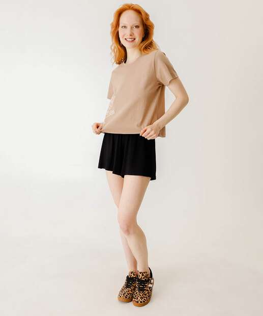 Blusa Feminina Manga Curta Marisa Marrom