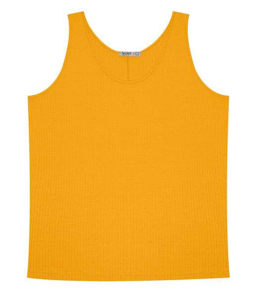 Regata Plus Size Em Ribana Canelada Secret Glam Amarelo