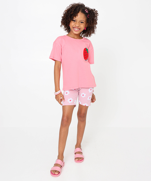 Image_Bermuda Infantil Ciclista Cotton Flor Marisa Tam 4 a 10 Rosa
