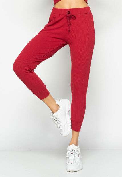Conjunto  Comfy Com Regata e Jogger Canelada Vermelho Salvatore Fashion