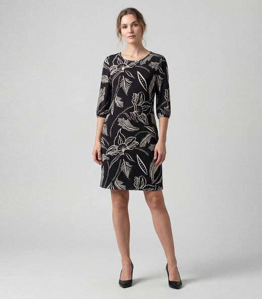 Image_Vestido Midi Com Manga Flare 3/4 Infinita Cor Preto