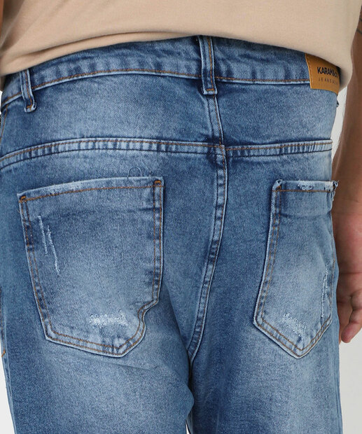 Calça Masculina Jeans Skinny Bolsos Azul Escuro