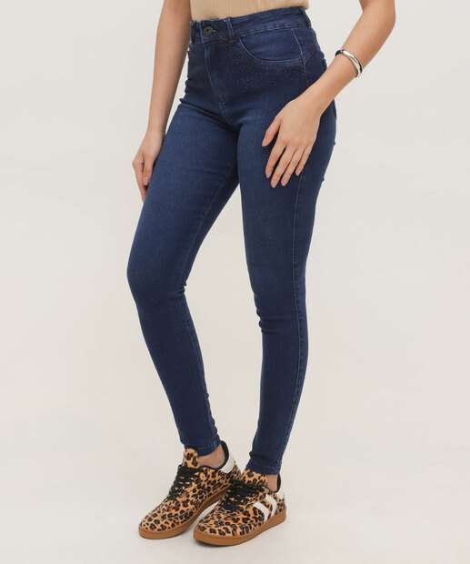Calça Jeans Skinny Feminina Strass Biotipo