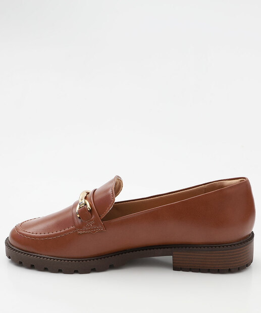 Mocassim Loafer Feminino Tratorado Via Uno Caramelo