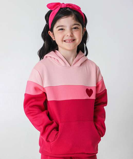 Conjunto Infantil Moletom Bordado Marisa Tam 4 a 10 Rosa
