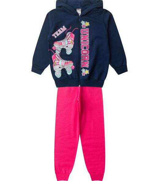 Conjunto De Moletom Infantil Com Capuz Kappes Azul