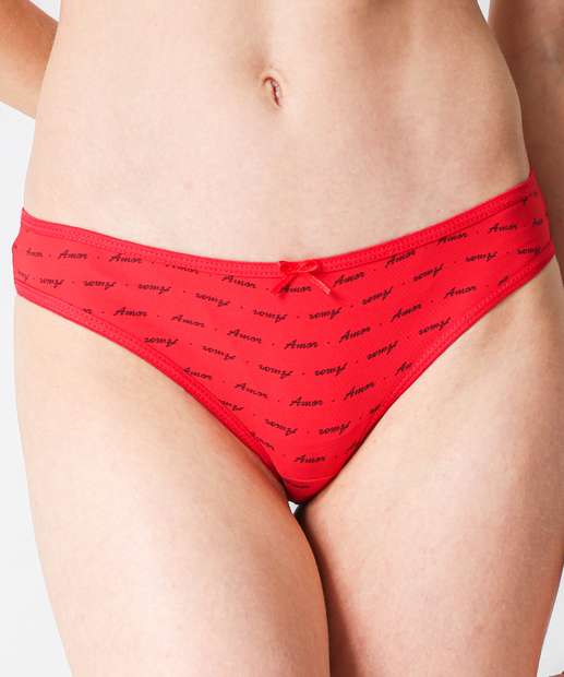 Kit 2 Calcinhas Biquíni Estampa Amor Marisa Vermelho