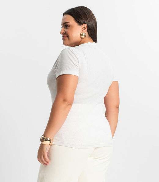 Blusa Feminina Manga Curta Ribana De Linho KO Bege