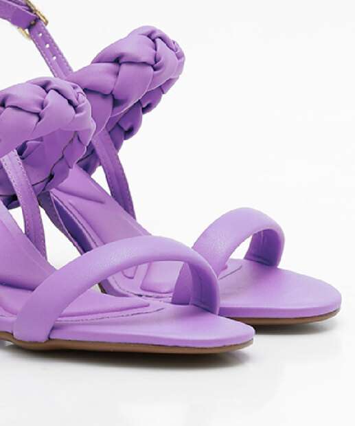 Sandália Salto Grosso Feminina Trançada Bebecê