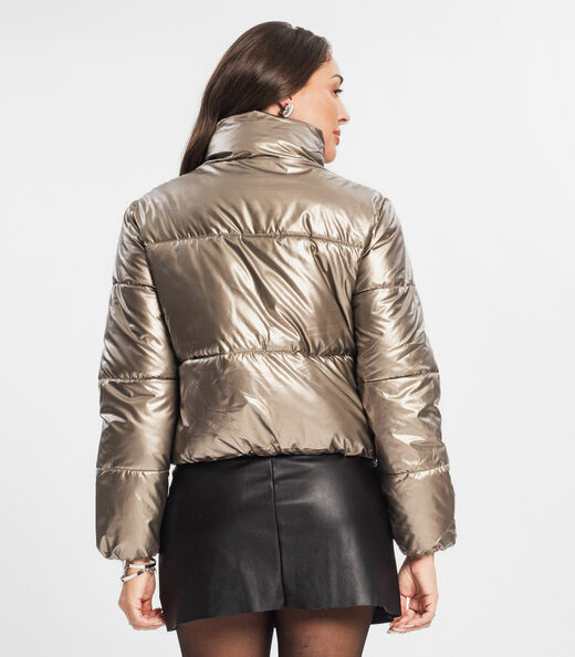 Jaqueta Puffer Feminina Metalizada Select Dourado