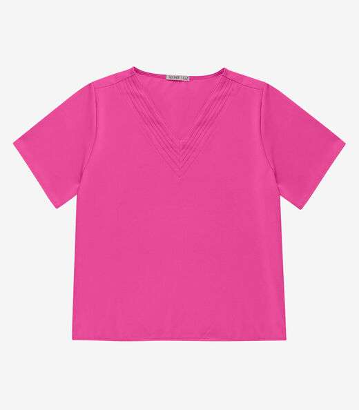 Blusa Manga Curta Plus Size Secret Glam Rosa