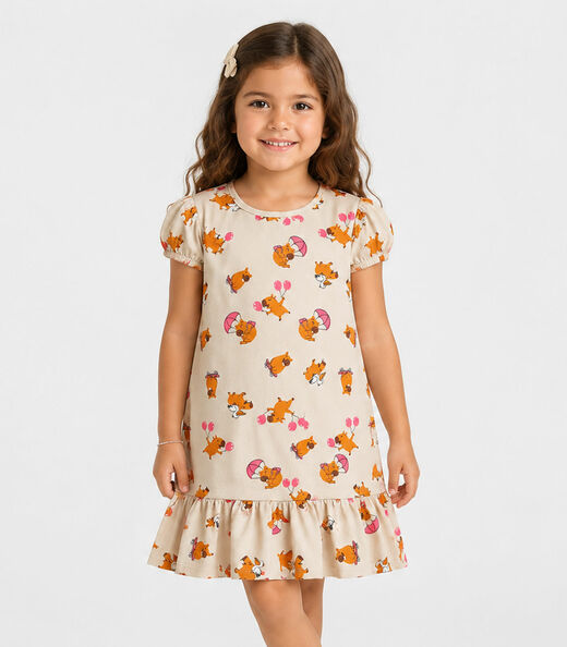Image_Vestido Infantil Menina Em Cotton Leve Select Bege