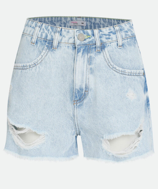 Short Jeans Destroyed Feminino Barra Desfiada Marisa