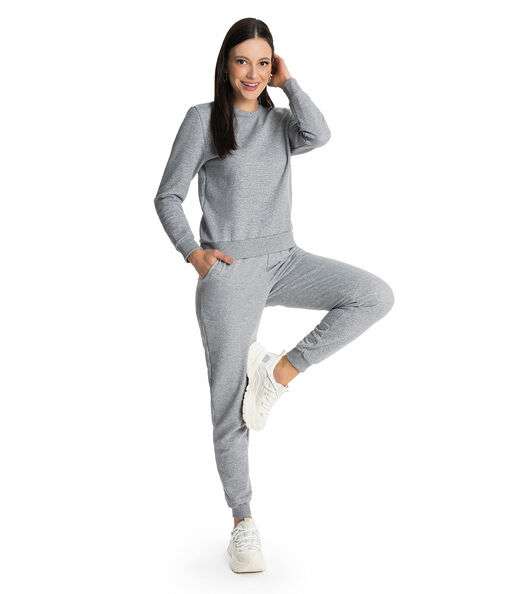 Blusão Feminino Básico de Moletom Rovitex Cinza