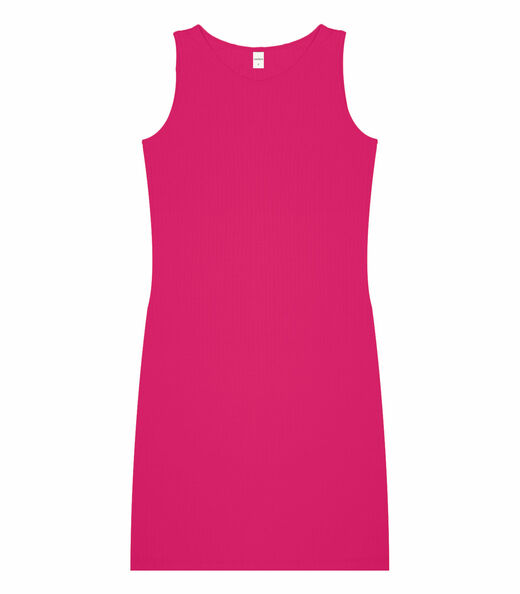 Vestido Curto Em Ribana Canelada Rovitex Rosa