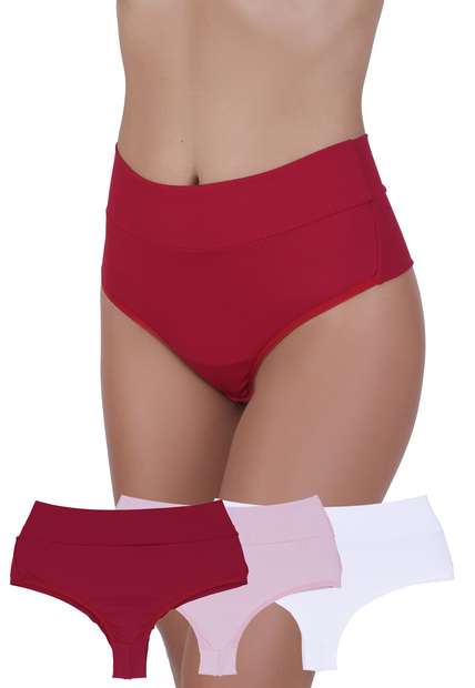 Image_Kit 3 Calcinhas Clássica Canelada Concept Lingerie Multicolorido