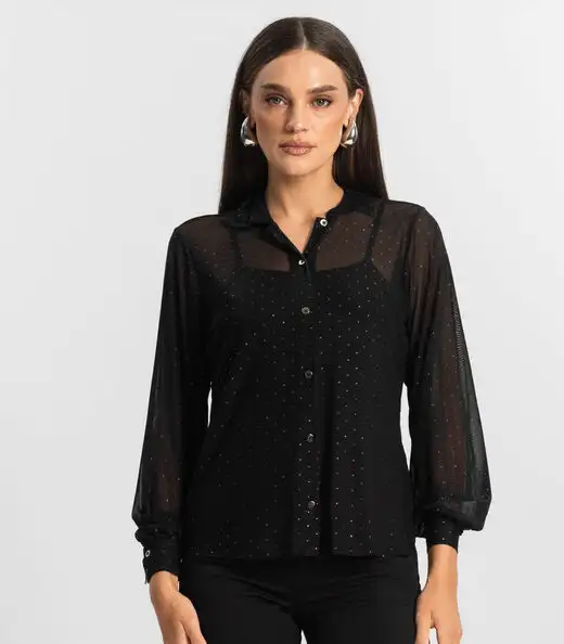 Conjunto De Camisa Tule Com Top Endless Preto