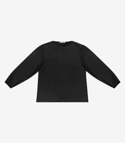 Blusa Feminina Manga Bufante Plus Size Secret Glam Preto