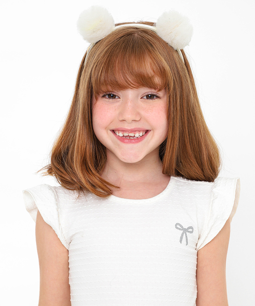 Vestido Infantil Textura Laço Marisa Tam 4 a 10 Off White