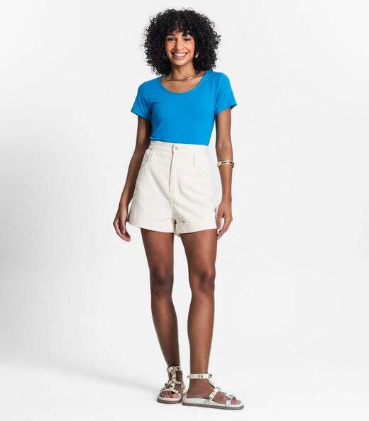 Blusa Feminina Viscotorcion Básica Rovitex Azul