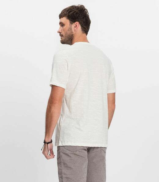 Camiseta Masculina Malha Maquinetada Diametro Bege
