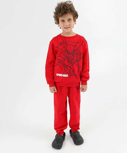 Image_Calça Infantil Jogger Moletom Homem Aranha Tam 4 a 10 Vermelho