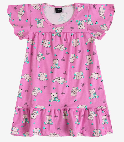 Vestido Infantil Com Manga Godê Select Rosa