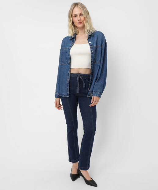 Image_Calça Jeans Reta Feminina Amarrração Biotipo Azul