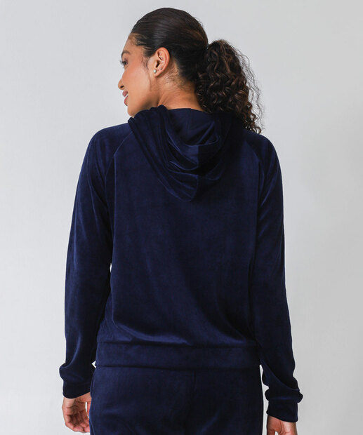 Casaco Feminino Fitness Plush Capuz Marisa Azul