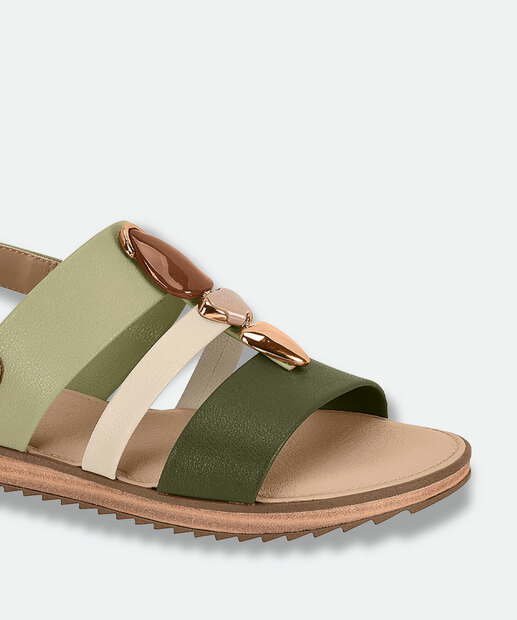 Sandália Feminina Rasteira Pedras Sintéticas Modare Verde