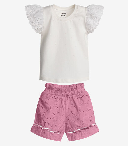 Image_Conjunto Menina Blusa Com Shorts Trick Nick Bege
