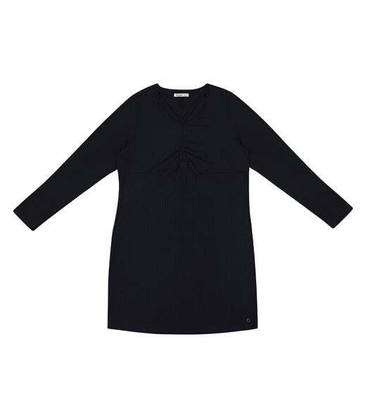 Vestido Plus Size Em Ribana Canelada Secret Glam Preto