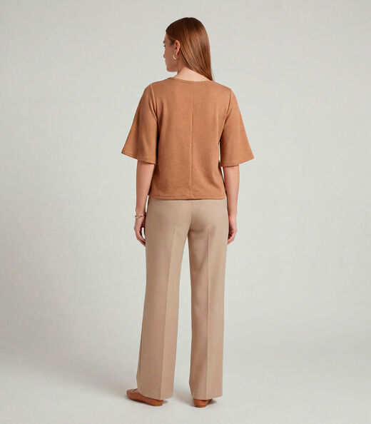 Blusa Feminina Manga Gôde Ampla Infinita Cor Marrom