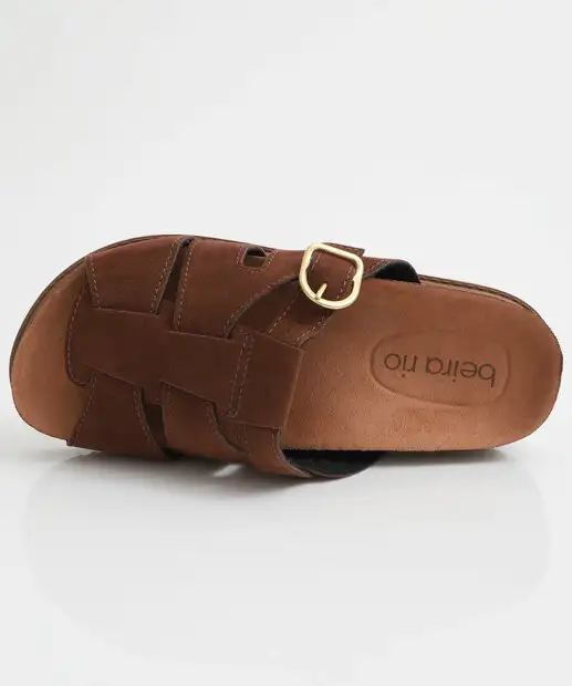 Rasteirinha Feminina Birken Fivelas Beira Rio Marrom