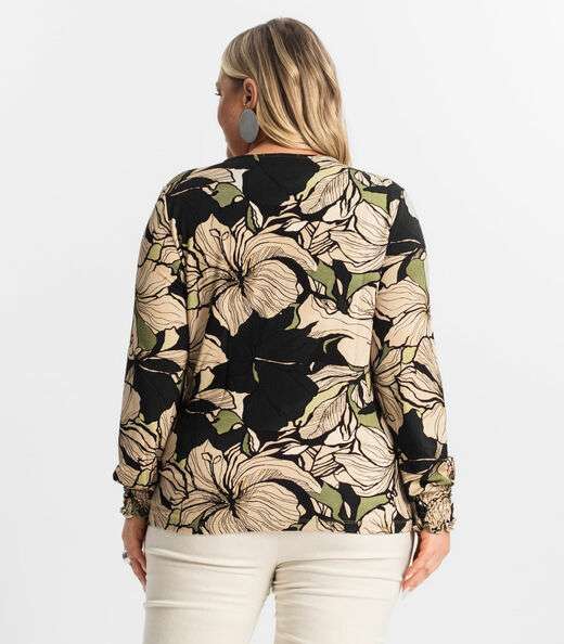 Blusa Plus Size Manga Longa Feminina Secret Glam Verde