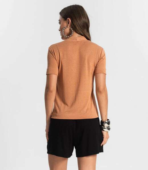 Blusa Feminina Gola Alta ViscoTrico Básica Endless Marrom