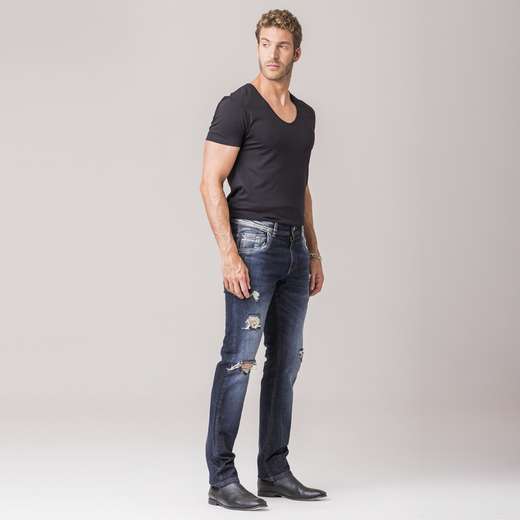 Calça Skinny Destroyed Masculina Jeans Casual Zune