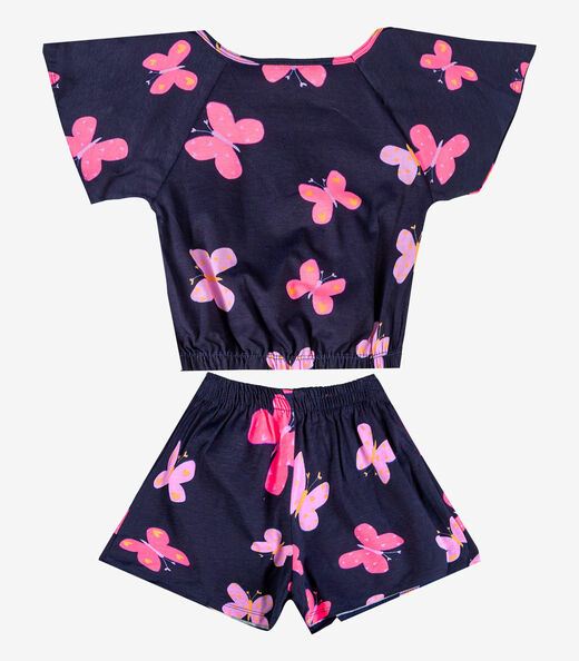 Conjunto Infantil Menina Blusa E Short Select Azul