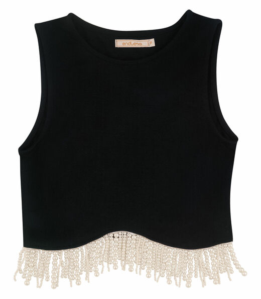 Top Feminino Em Ponto Roma Endless Preto