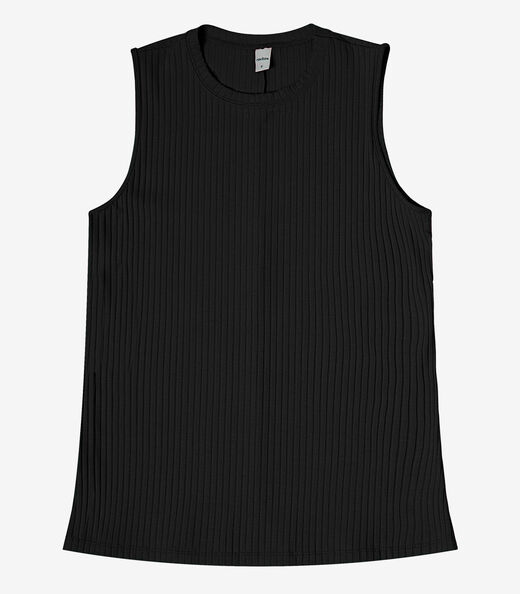 Regata Feminina Ribana Canelada Rovitex Preto