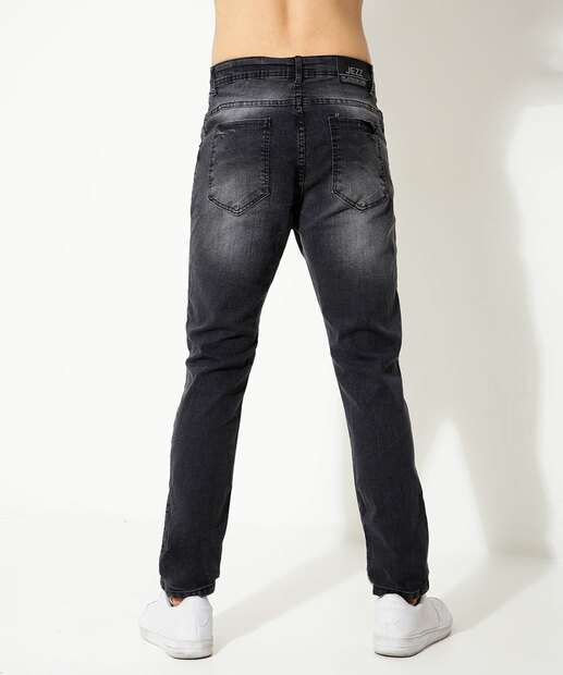 Calça Masculina Jeans Reta Bolsos 