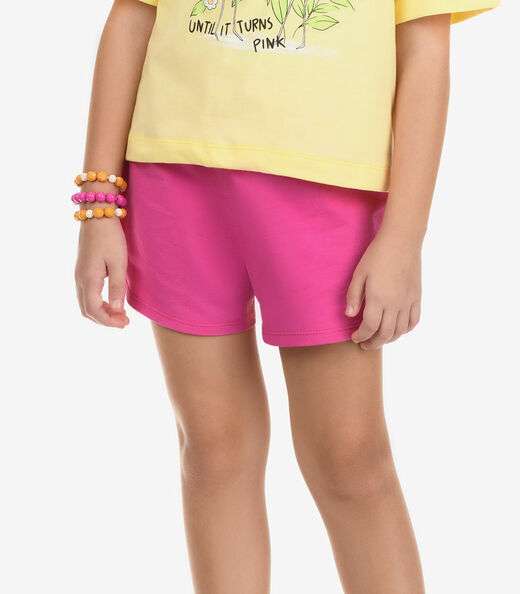 Conjunto Blusa com Shorts Meia Malha Rovi Kids Amarelo