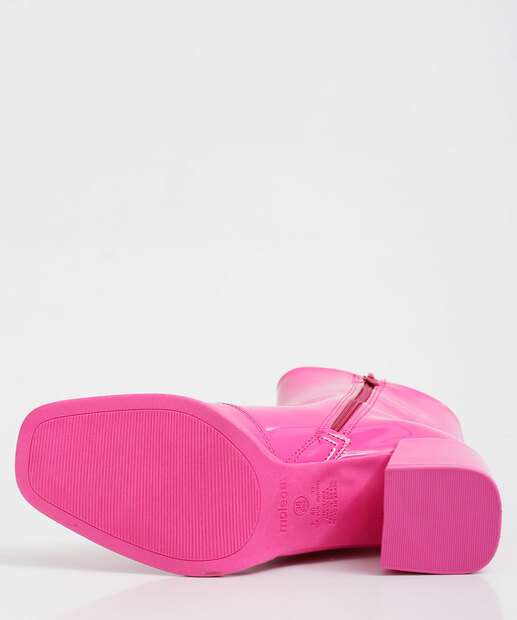 Bota Feminina Cano Curto Salto Grosso Verniz Moleca 