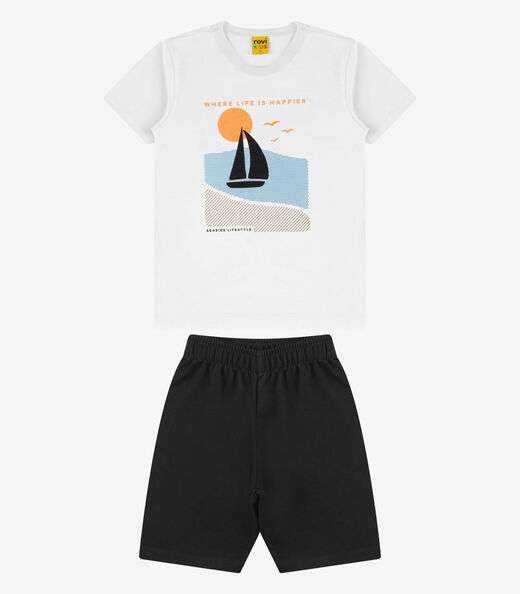 Image_Conjunto Camiseta com Bermuda Menino Rovi Kids Branco