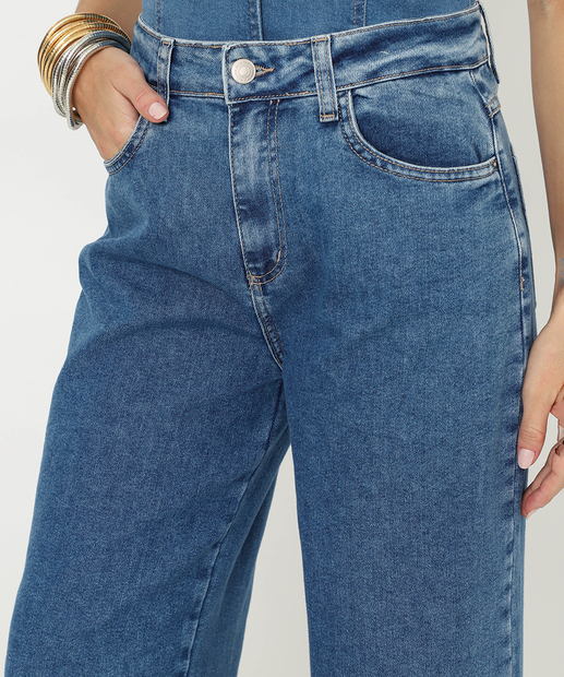 Calça Feminina Jeans Wide Leg Petit Sawary Azul