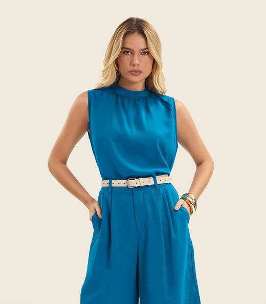 Image_Regata Feminina Curta Com Gola Endless Azul