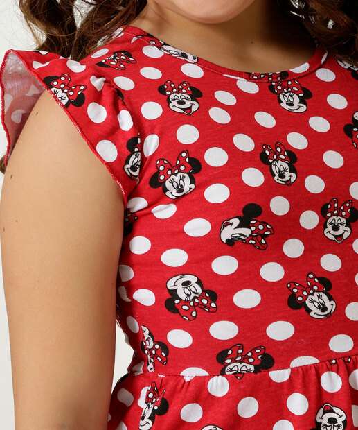 Vestido Infantil Estampa Minnie Disney Tam 4 a 10