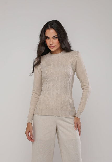 Image_Blusa de Tricot Com Tramas Texturizada Bege Claro Salvatore
